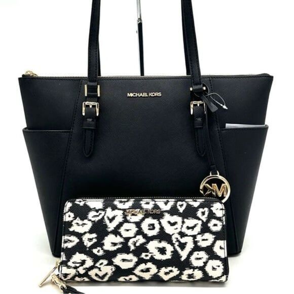 Michael Kors Large Charlotte Tote Bag & Large Continental Wallet Wristle… - Picture 2 of 12